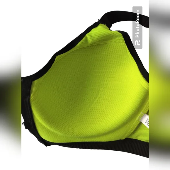Victoria's secret sport green black bra closure front racerback size 34D - Picture 9 of 12